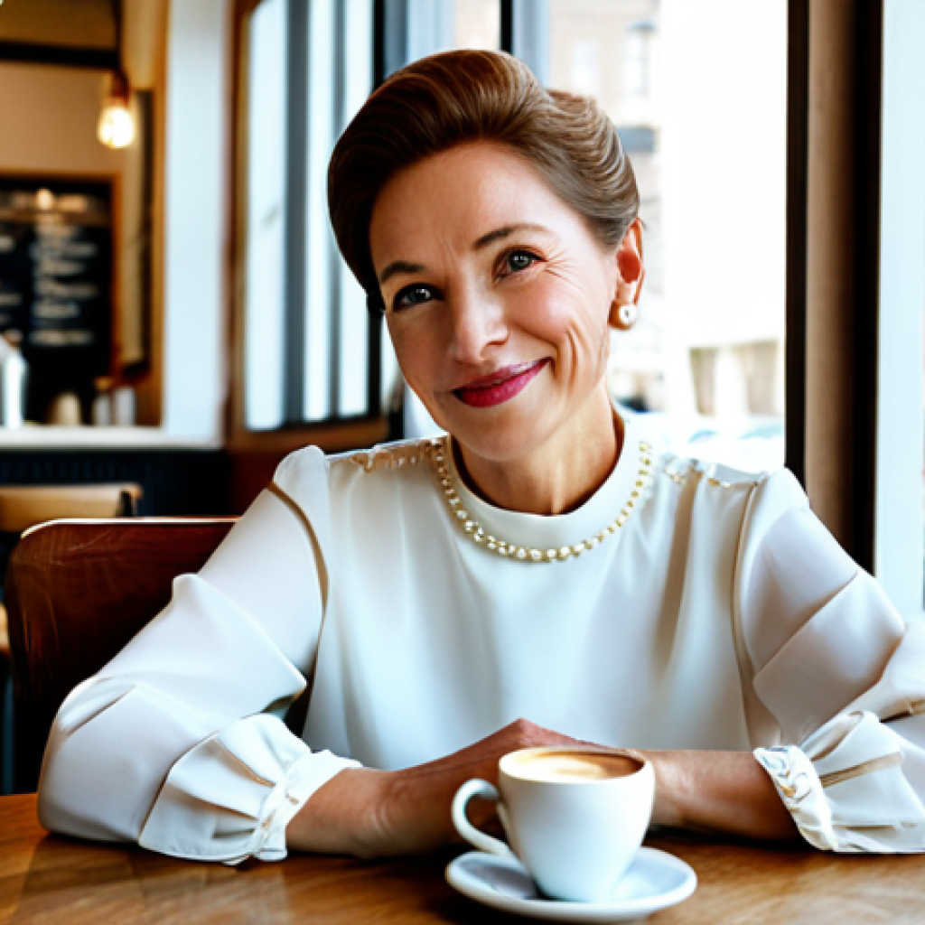 Pearl Earrings - Timeless Elegance**

"A professional woman with perfectly styled hair, wearing delicate pearl stud earrings, fully clothed in a modest, high-necked blouse, sitting at a cafe table, enjoying a coffee, soft natural lighting, appropriate attire, safe for work, perfect anatomy, natural proportions, well-formed hands, proper finger count, professional photography, high quality, family-friendly."

**