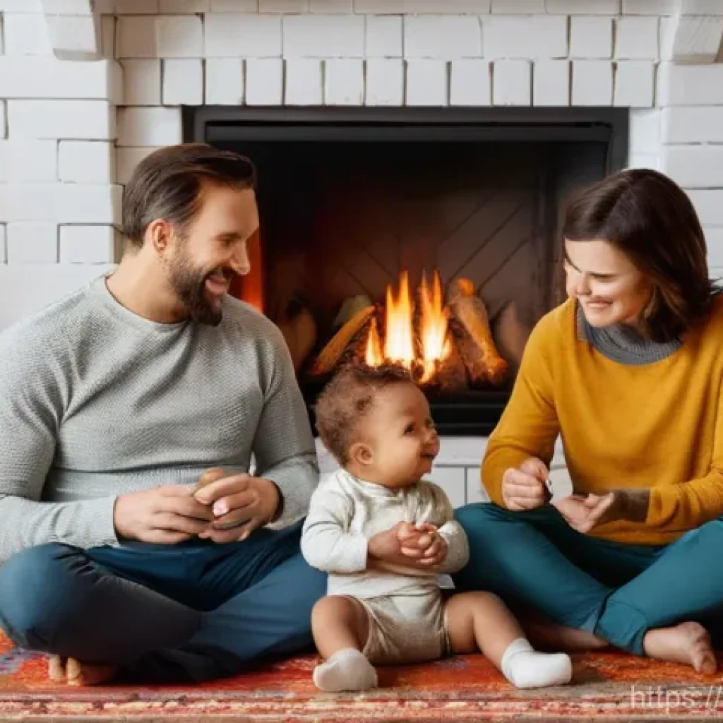 사파이어 쥬얼리의 특성과 관리법 - **Prompt:** A cozy family scene inside a beautifully decorated living room during a light snowfall o...