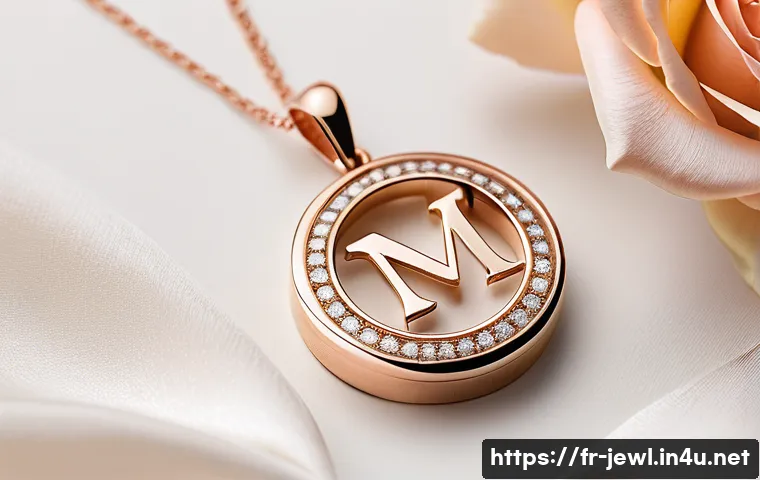알파벳 펜던트 목걸이 트렌드 - A sophisticated close-up of a personalized gold pendant featuring the letter "M" suspended inside a ...
