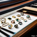 럭셔리 쥬얼리 리세일 팁 - A professional jeweler’s workspace featuring a certified expert carefully examining a luxury jewelry...