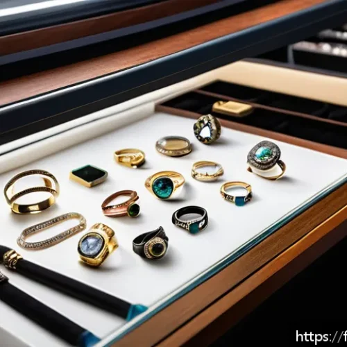 럭셔리 쥬얼리 리세일 팁 - A professional jeweler’s workspace featuring a certified expert carefully examining a luxury jewelry...