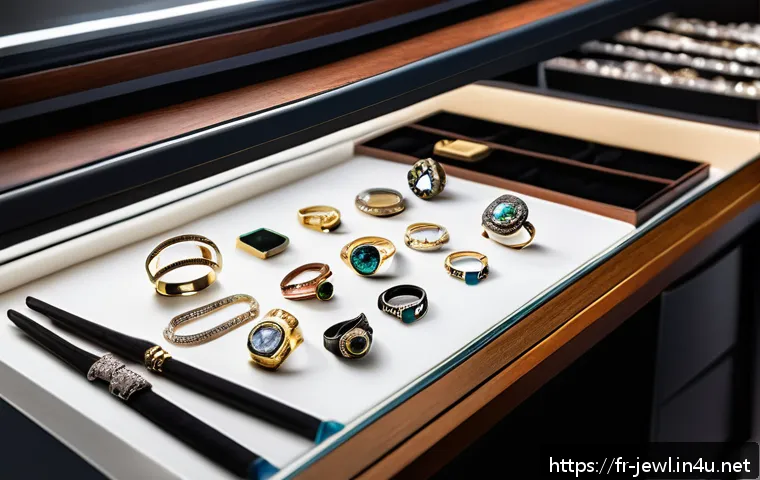 럭셔리 쥬얼리 리세일 팁 - A professional jeweler’s workspace featuring a certified expert carefully examining a luxury jewelry...